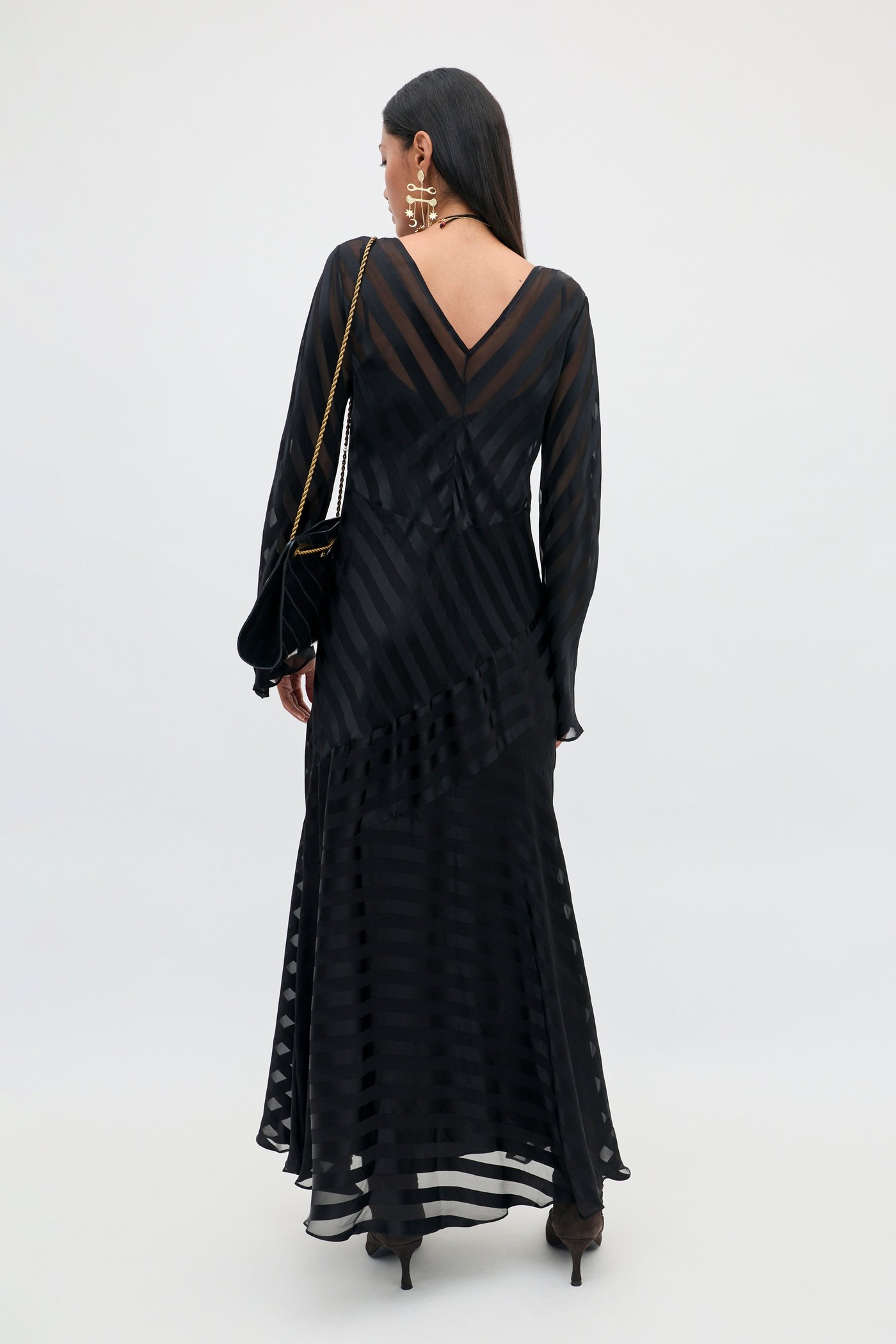 Rachael - Lena Stripe Devore Black view 4