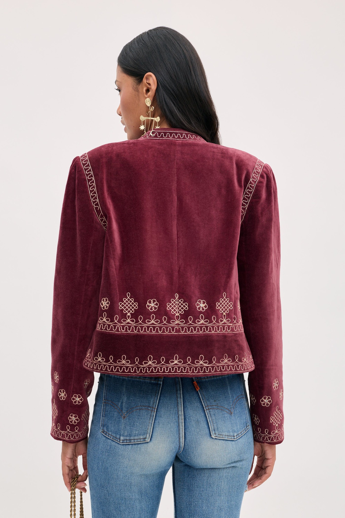 Carlia - Waffle Soutache Embroidery Burgundy view 4